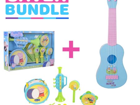 Peppa Pig Acoustic Guitar + Peppa Pig Musical Big Band Set Bundle For Cheap