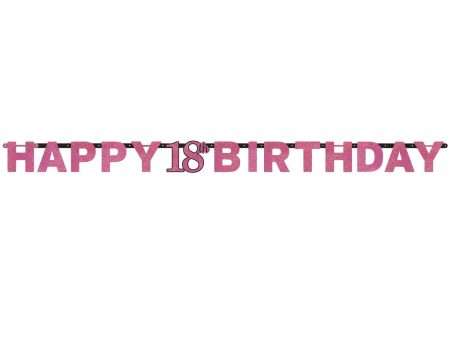 18 Pink Sparkling Celebration Letter Banner For Sale