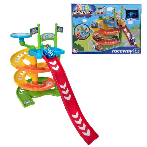 Tiny Teamsterz Spiral Raceway Launcher | Includes 1 Soft Touch Car Hot on Sale