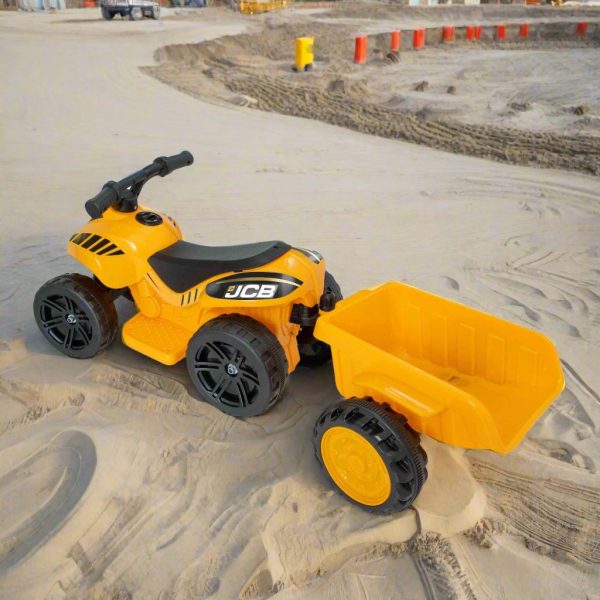 JCB Battery Operated Mini Quad Ride-On With Trailer Online now