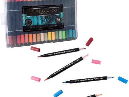 FairFax & Co Dual Tip Watercolour Brush Pens - 36 Peice Set For Cheap