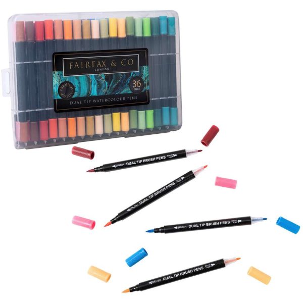 FairFax & Co Dual Tip Watercolour Brush Pens - 36 Peice Set For Cheap