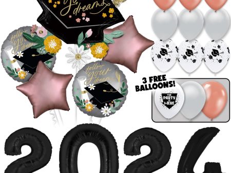 2024 Floral Grad Cap! Graduation Balloons Bouquet Kit Supply