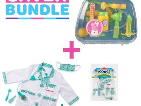 Melissa and Doug Doctor Fancy Dress + Peppa Pig s Medic Nurse Playset - Bundle For Discount