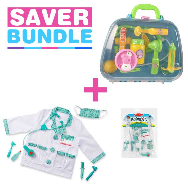 Melissa and Doug Doctor Fancy Dress + Peppa Pig s Medic Nurse Playset - Bundle For Discount