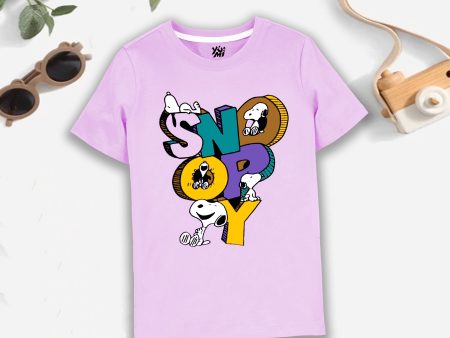 Girls  Light Purple Snoopy Print T-Shirt - Cute and Playful Tee For Cheap