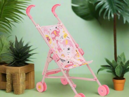 BabyBoo Single Dolls Stroller - Pink Jungle Print Dolls Buggy Online Sale