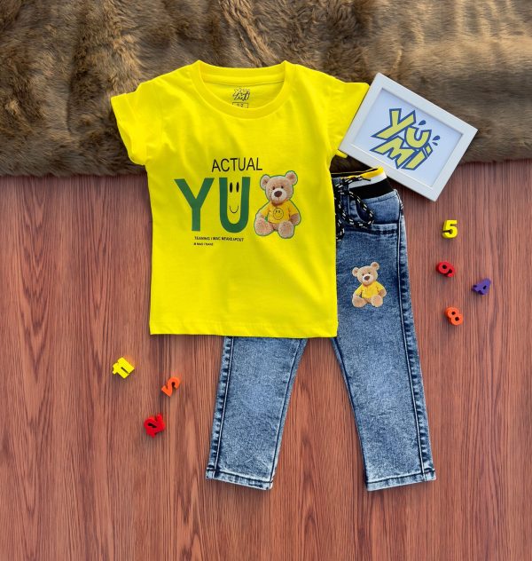 Teddy Time! Comfy Jeans & Lightweight Tee with Teddy Bear Discount