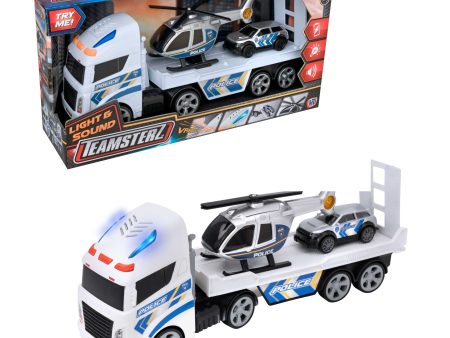 Teamsterz Mighty Machines Small Light & Sound Police Helicopter Transporter Fashion