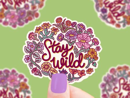 Stay Wild Wildflower Outdoor Water Bottle Vinyl Sticker Discount