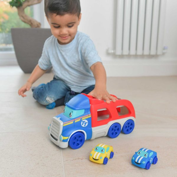 Tiny Teamsterz Car Transporter Playset | Includes 2 Soft Touch Cars For Discount