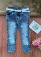 Girls   Blue Jeans with Colorful Heart Embroidery Cheap