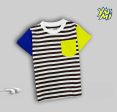 Stripes & Neon Fun! Kids  T-Shirt with Multicolor Sleeves & Pocket Online Hot Sale