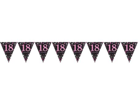 18 Pink Sparkling Celebrations Pennant Banner For Discount