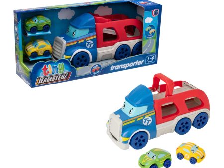 Tiny Teamsterz Car Transporter Playset | Includes 2 Soft Touch Cars For Discount