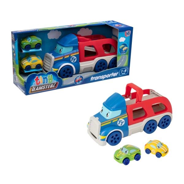 Tiny Teamsterz Car Transporter Playset | Includes 2 Soft Touch Cars For Discount