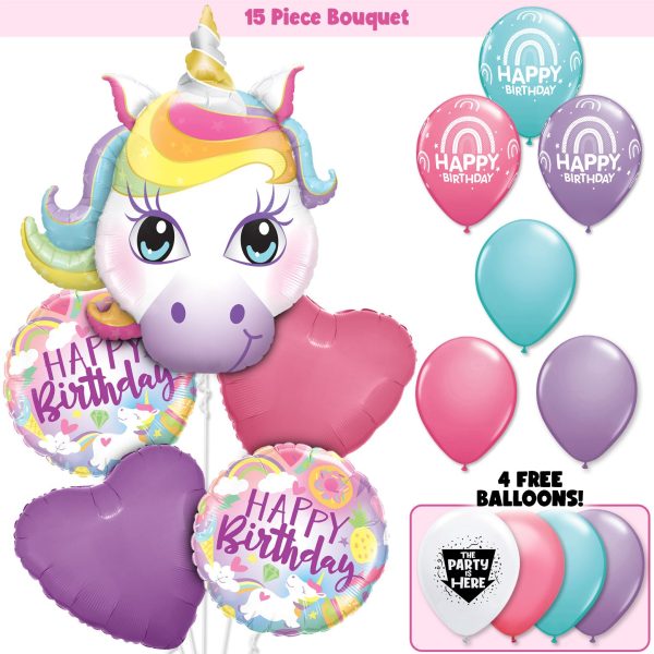 Unicorn Boho Birthday Balloon Bouquet Online