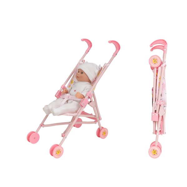 BabyBoo Single Dolls Stroller - Pink Jungle Print Dolls Buggy Online Sale