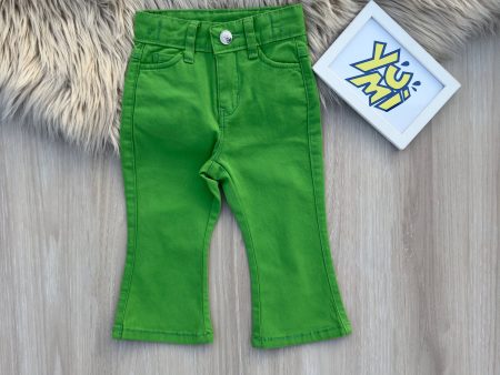 Trendy Girls Green Bell Bottom Pants Discount